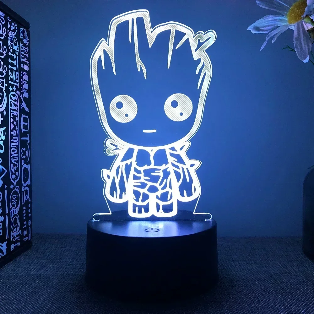 Guardians of the Galaxy Groot 3D Visual Illusion Night Light Creative LED Desktop Lamp 7/16 Color Changing Gifts for Kids