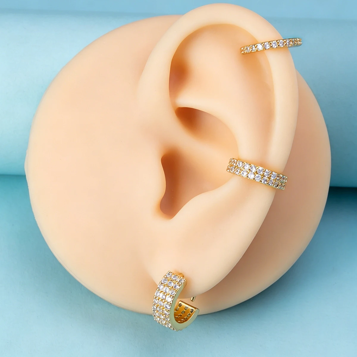 1pc/4pcs CZ Paved Flex Open Hoop Earrings Soft Bendable Hand-Press Ear Hoops Ear Cartilage Piercing Rings Body Jewelry