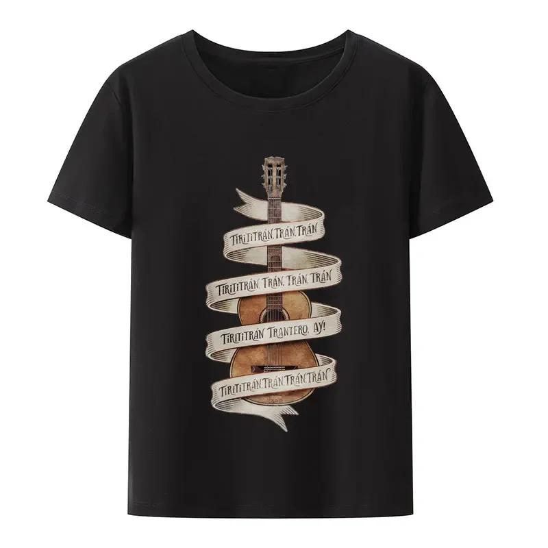 Camisetas divertidas con diseños de guitarras en español, tiretran del Flamengo, ropa informal de hip-hop de moda, camisetas casuales de manga corta. Top Y2K