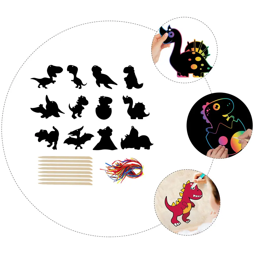 

1 set 1 Set Dinosaur Scratch Paper Kit Graffiti Scratch Craft Kids Diy Party Supplies Children Gift For Holiday