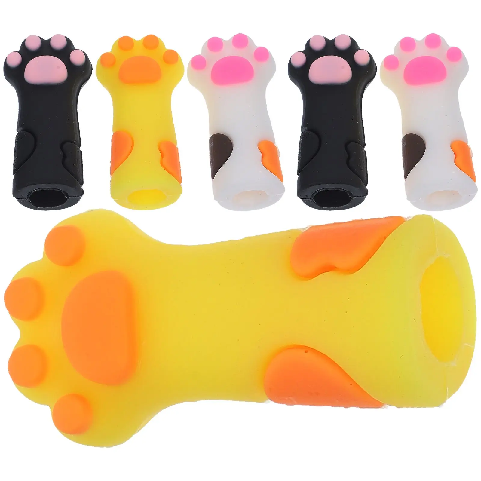 

6 Pcs Cat Paw Modeling Nipper Cover Cuticle Scissors Cap Protective Silicone Tool Storage Mixed Colors Nail Scissors