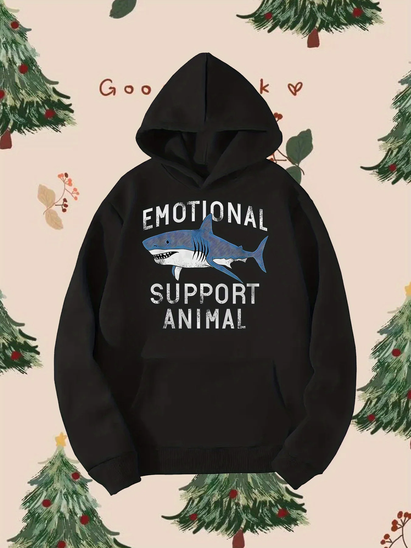 Men's & Women's Emotional Support Animal Shark Graphic, Cozy Pullover Sweatshirt, Loose Fit, Long Sleeve