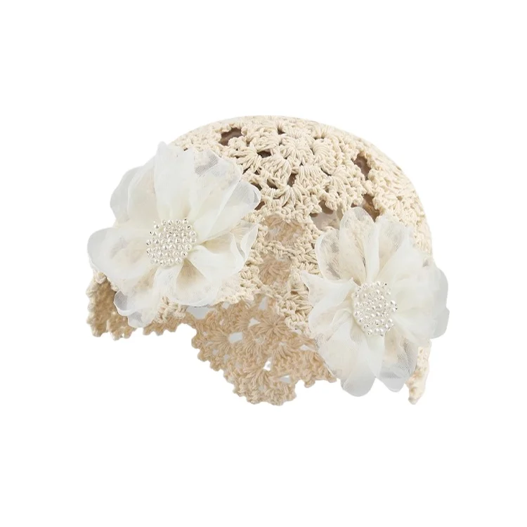 

Fashion Hand Woven Hollow Bowhead Hat Women's Hook Flower Ethnic Wind Su Ear Strap Pullover Mountaineering Scarf 1Pcs