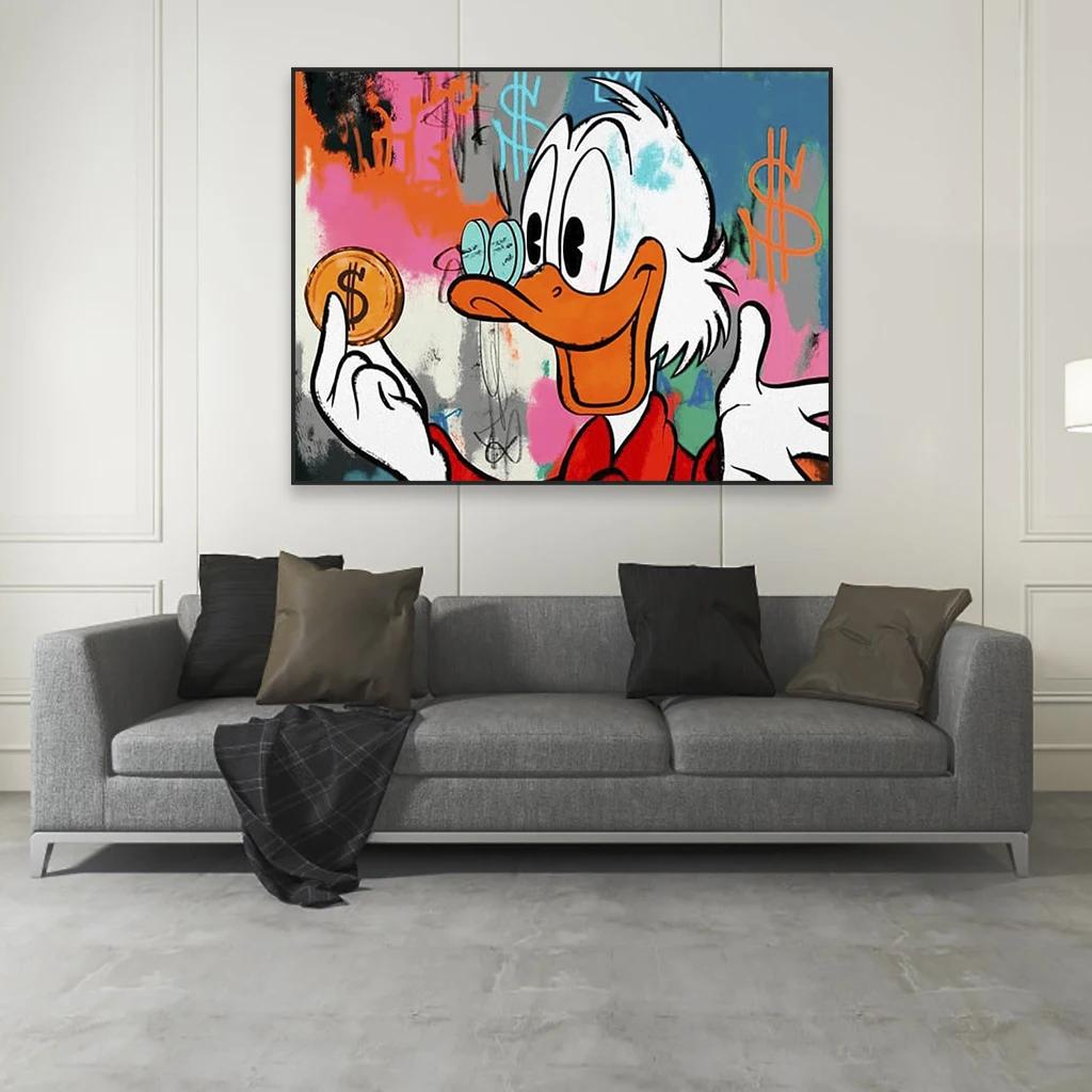 Office Canvas Prints Poster Disney Scrooge McDuck Success Art Print Motivational Pop Art Graffiti Cartoon Canvas Painting Art