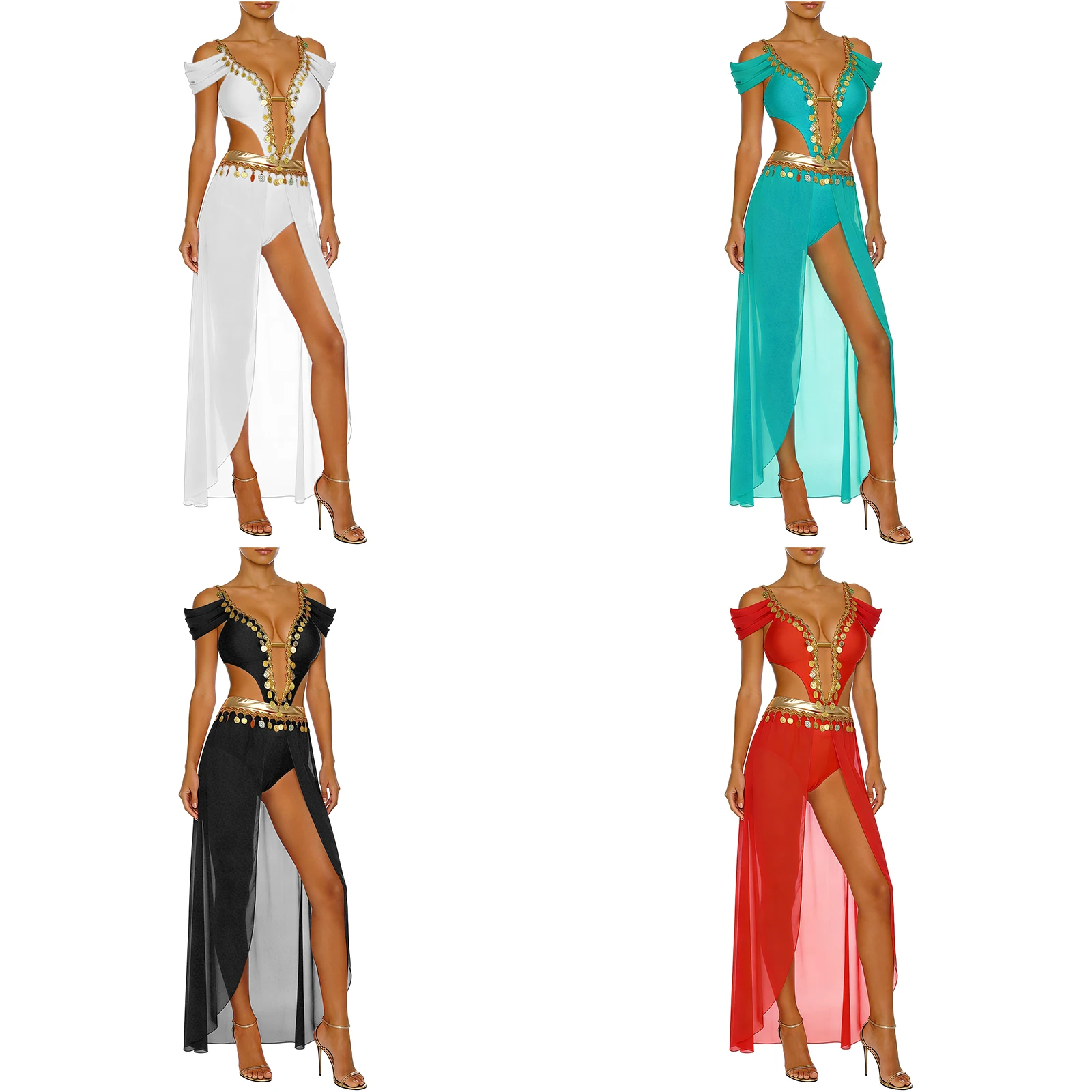 여성 리리컬 시어 벨리댄스 공연 드레스 스팽글 태슬 밑단 내장형 반바지 드레스 이국적인 인도 벨리댄스 의상