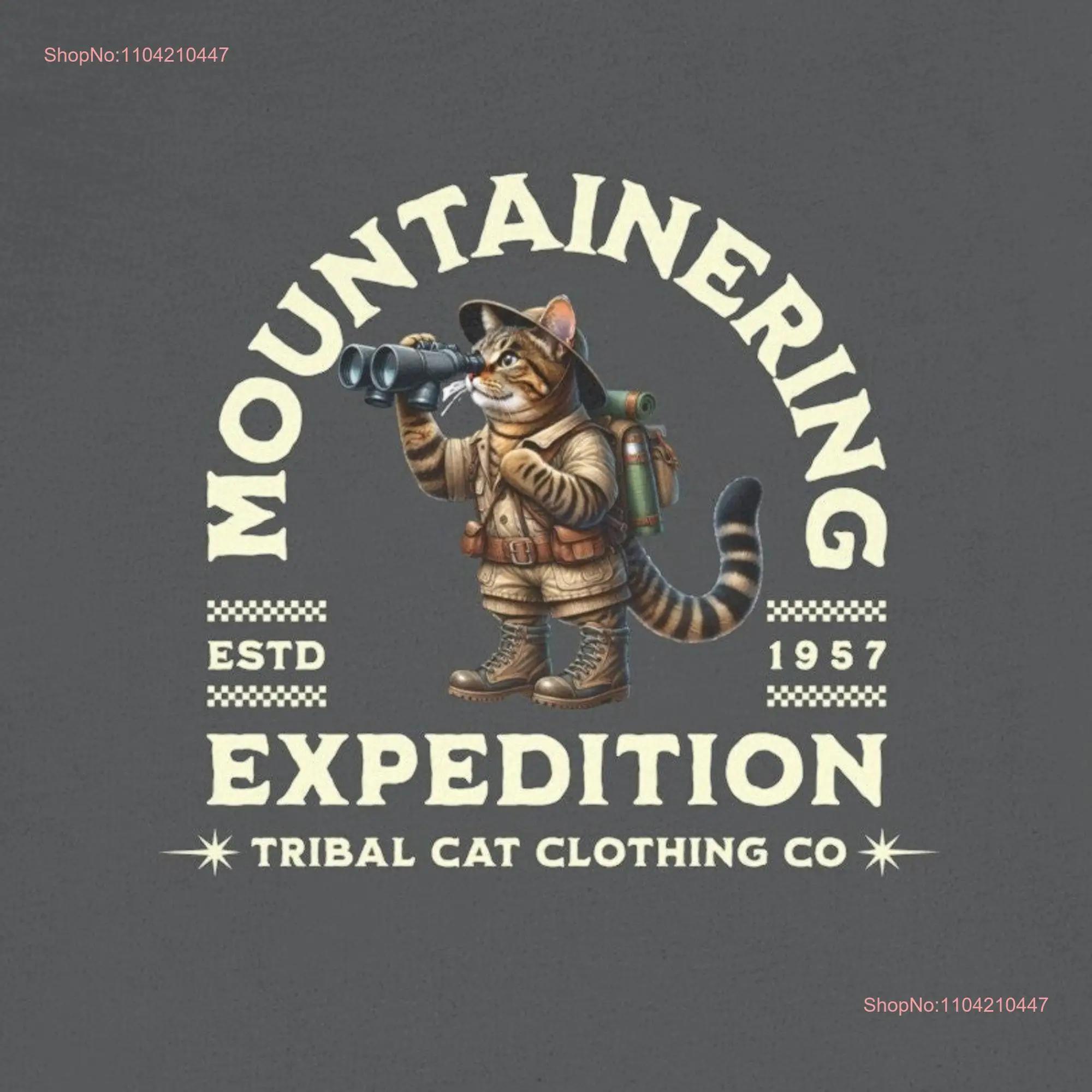 Mountaineering Expedition T Shirt Cat Design Explorer Funny Hiking Outdoor Adventure Tribal Clothing