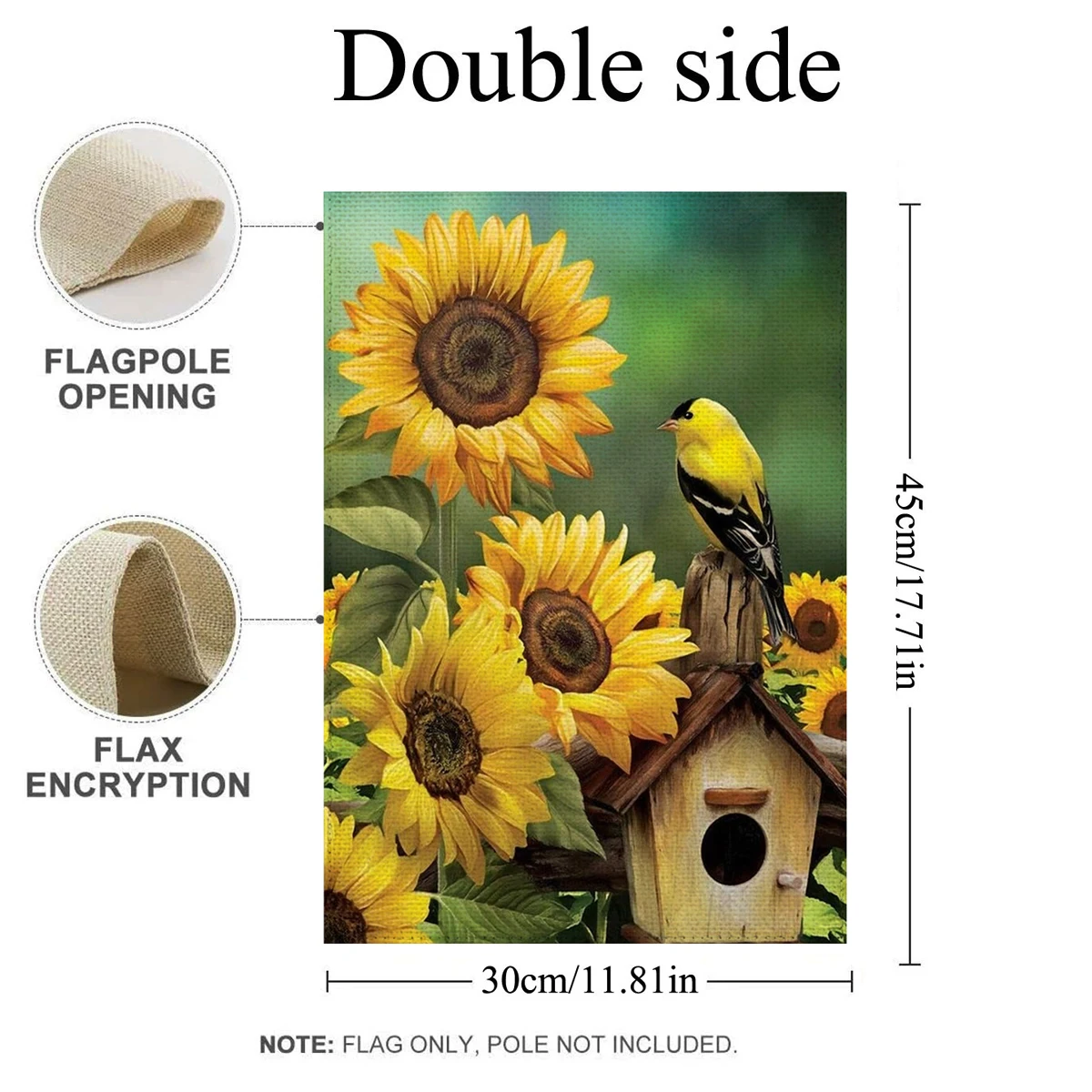 1PC  Sunflower bird nest Pattern Linen Cotton Garden Flag Banner Indoor Outdoor Home Garden Hanging Decor