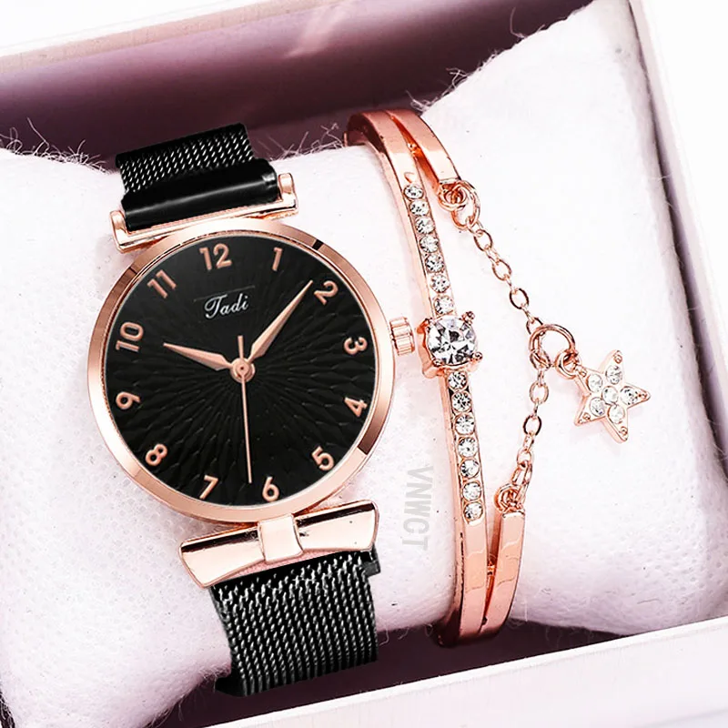 New stock!! Women Watches Pentagram Bracelet Female Magnetic Mesh Band Woman Watch Bracelet lazy watch Montre Femme Reloj Mujer