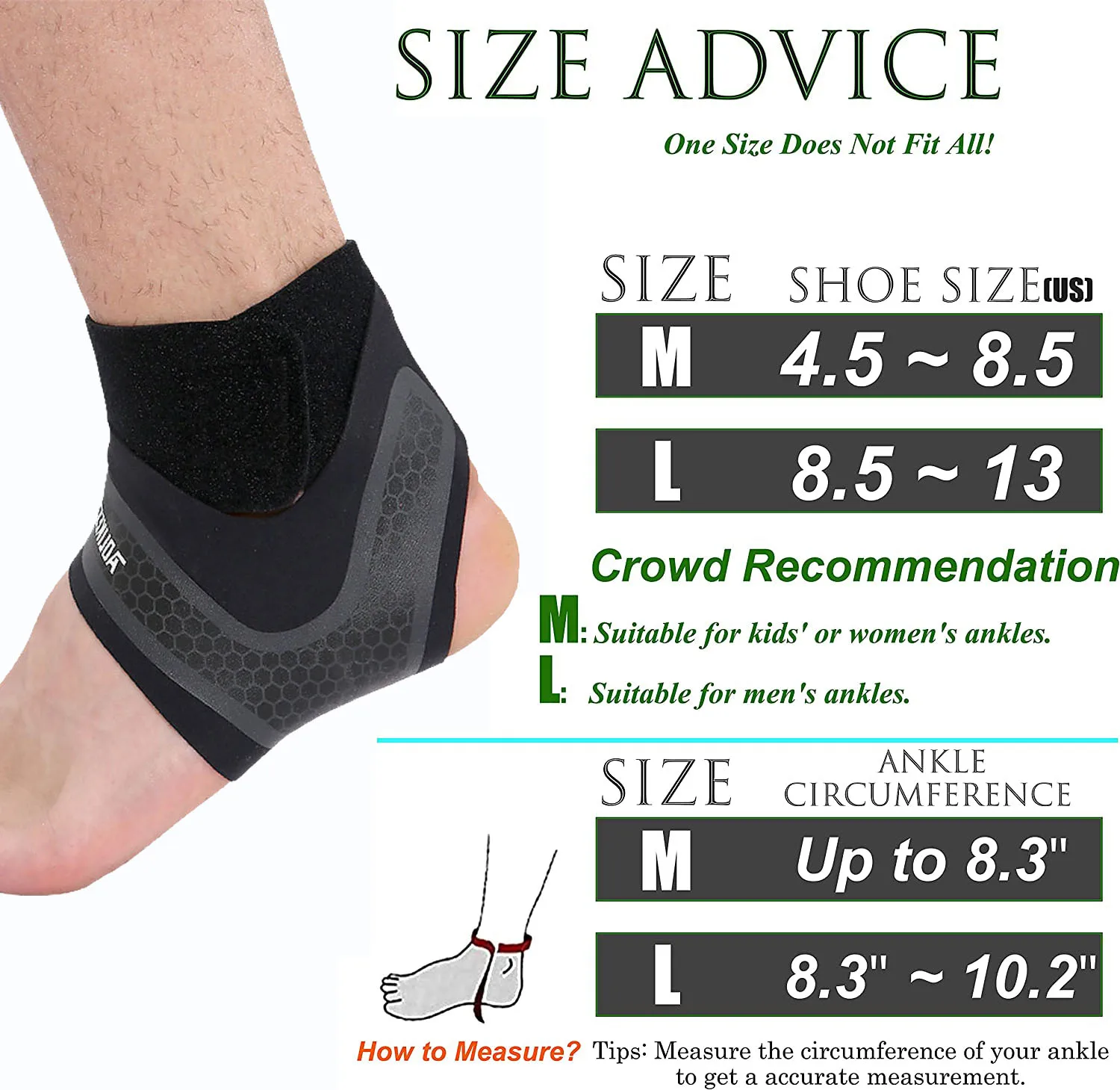 AOLIKES 1PCS New Elastic Ankle Support Adjustable Breathable Ankle Brace for Sports Protection Sprains Injury Heel Wrap Sleeve