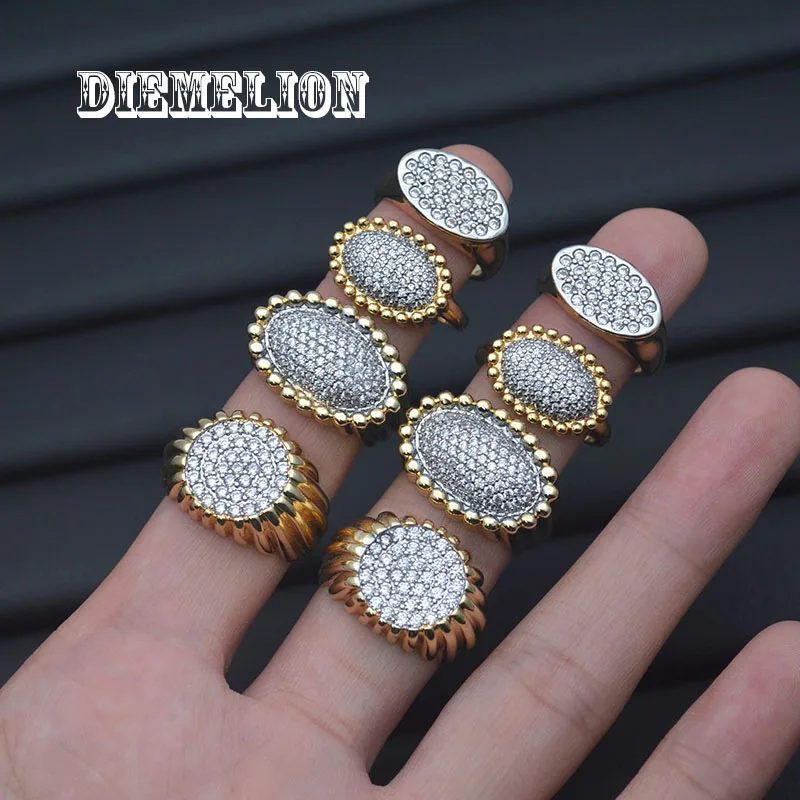 الفاخرة AAA مكعب زركونيا تمهيد الإعداد البيضاوي الشكل المفتوحة خواتم للنساء نغمتين تصميم بسيط أنيق مجوهرات نسائية #2