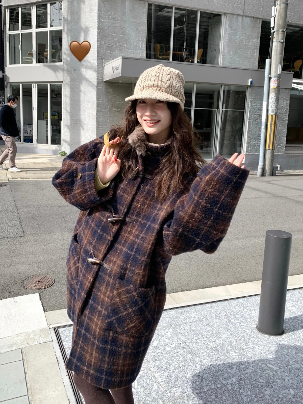 

Tetu STUDIO High Quali Alpaca Wool Long Coat Casual Sle Women's Thiened Winter Outerwear with Horn Buttons