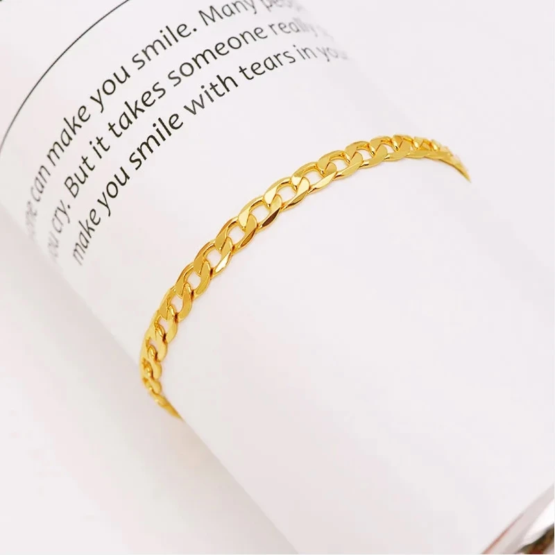 XP Jewelry -- ( 50 cm / 60 cm x 4 mm ) Fashion 24 k Pure Gold Plated Figaro NK 1:1 Necklace and Bracelet Set for Men Jewelry