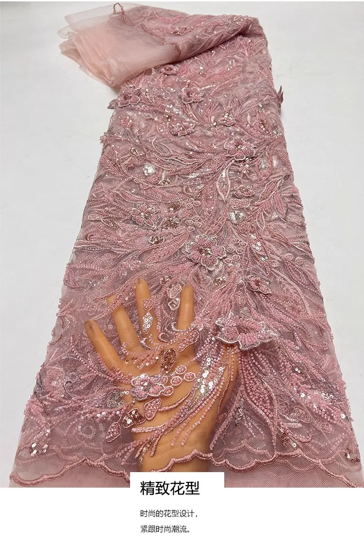 

1yard new gauze fabric Two tone nail bead dense flower sequin embroidery tela Dress cheongsam fabric for patchwork