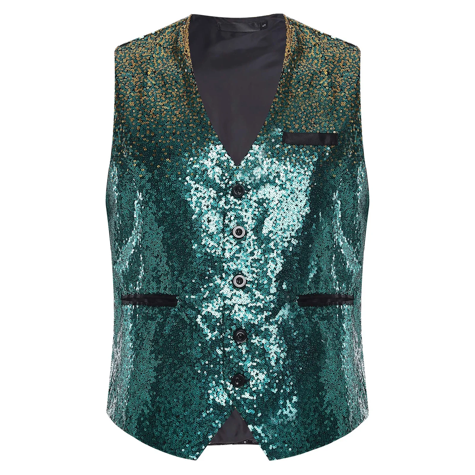 Men's Sequin Vest Tops Jazz Dance Waistcoat Vests 70s Disco Outfit Festival Cocktail Waiter Cosplay Costume Gradient Tank Top