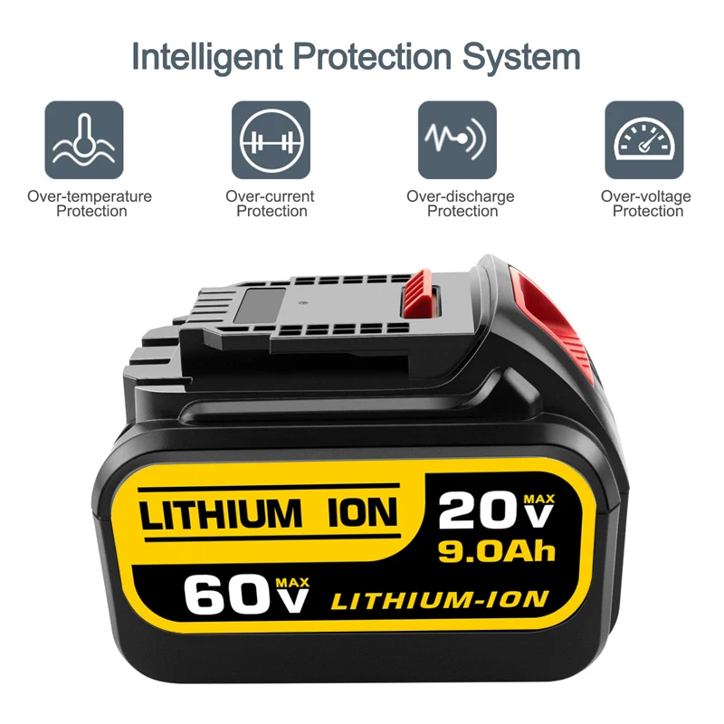 Batteria 9.0Ah DCB609 20V 60V compatibile con Dewalt Sostituzione per batteria 20V/60V DCB606 DCB612 DCB200 DCB206 DCB203 DCB205
