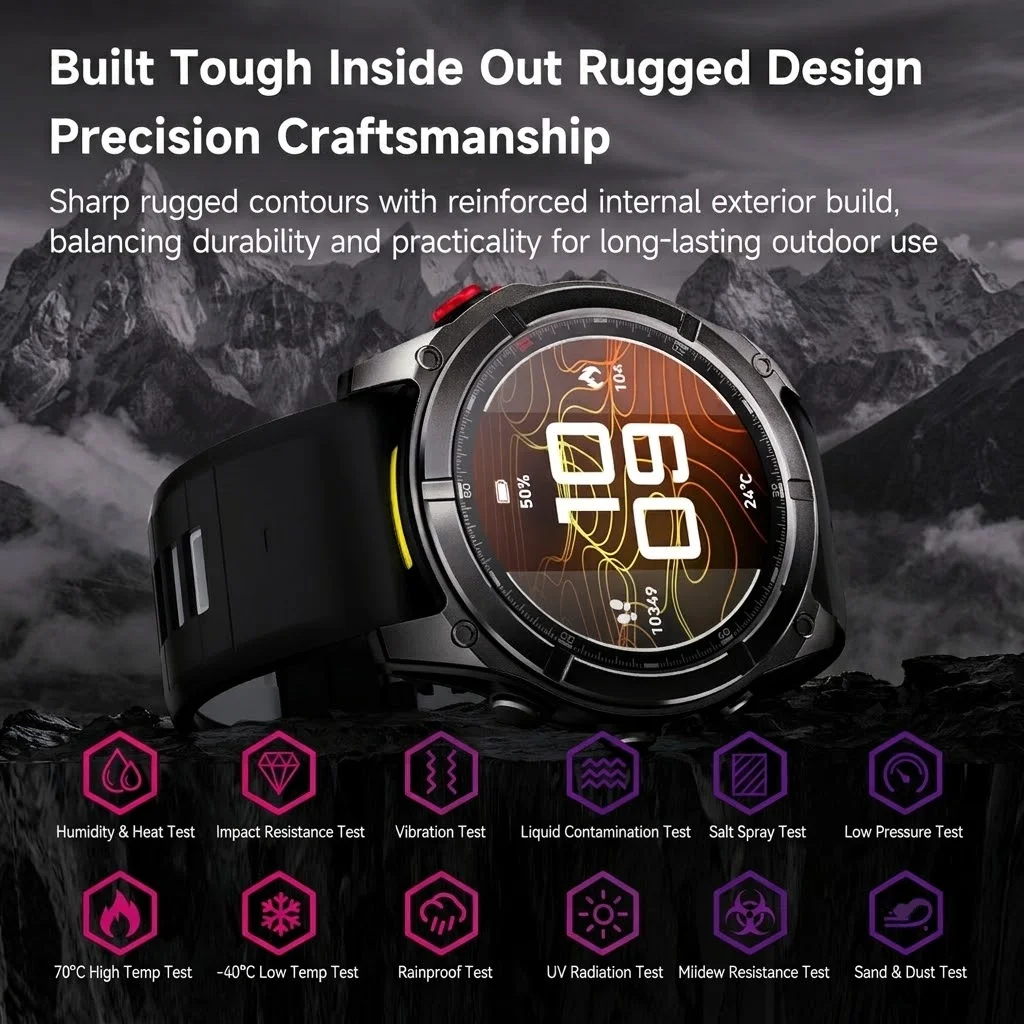 2026 VWAR Smart Watch For Men 1.43 AMOLED Outdoor Compass 5ATM Waterproof 530mAh SOS Health Monitor Bluetooth Call Smartwatch