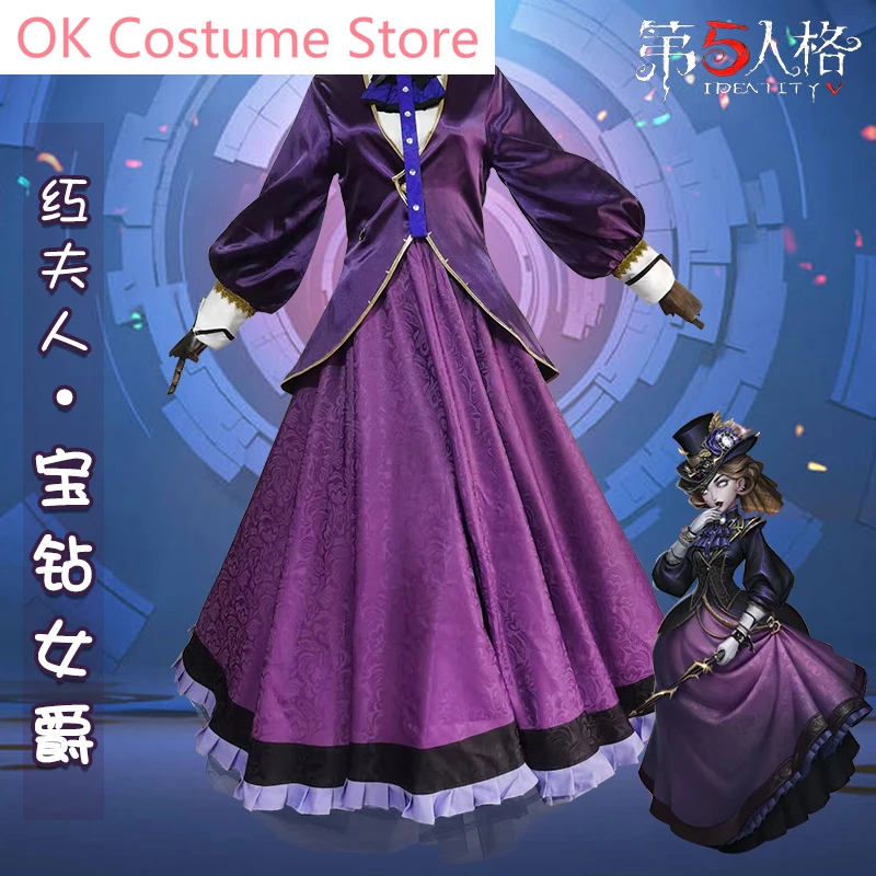 Anime! Identity V Marie Mrs. Red Baroness Diamond Gorgeous Dress Uniform Cosplay Costume Halloween Party Outfit Women