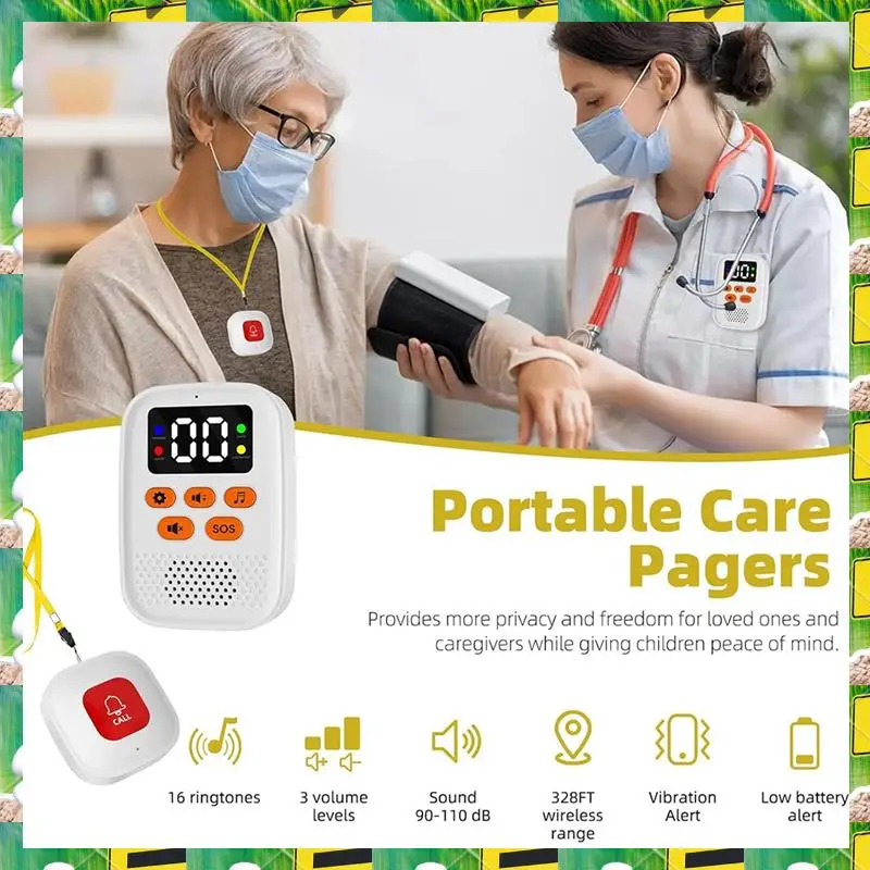 3C Electron Wireless Caregiver Call Button SOS Emergency Monitor With Vibration, Personal Caregiver Pager For Elderly Care,Wirel
