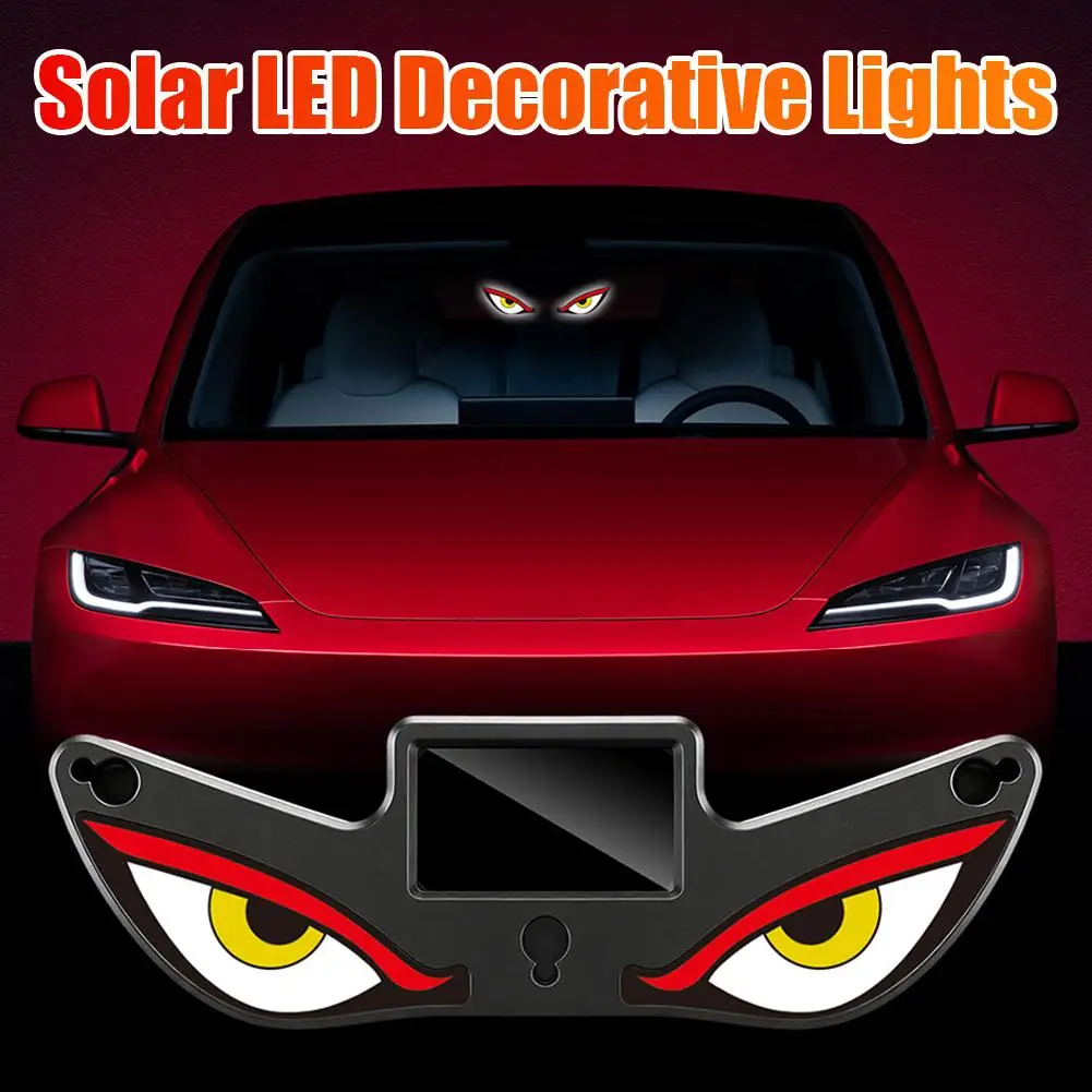 

Solar LED Dynamic Demon Eye Light Rechargeable Rear Window Warning Lamp Auto Interior Ambient Decor Flashing Signal Light