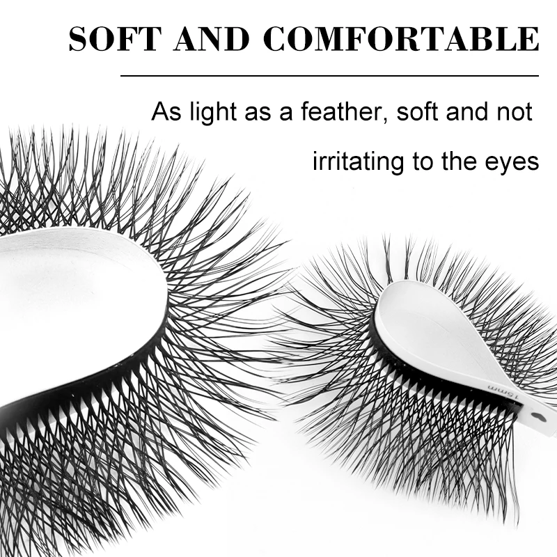Ciglia di estensione ciglia a forma di W di lunghezza mista Ciglia naturali morbide prefabbricate con effetto fioritura per trucco di bellezza 6DW/7DW/8DW