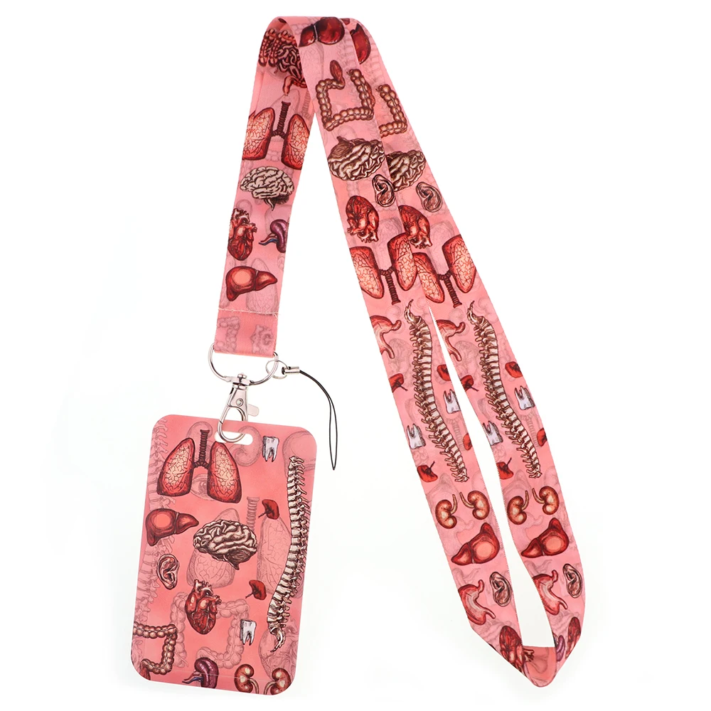 Human Anatomy Organ Medical Credential Holder Nurse Lanyards for Key Neck Strap For Card Badge Gym Keychain Keyring Accessories