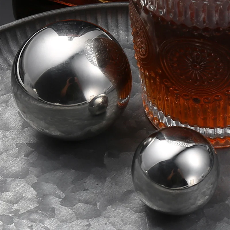 38mm/55mm Round Whiskey Stones Reusable Stainless Steel Ice Balls For Whiskey Beer Juice Family Party Bar Chilling Tool