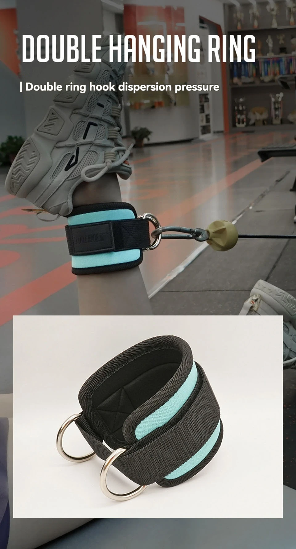 Aolikes verstellbare gepolsterte Knöchel manschetten gepolsterte Träger D-Ring Glute Kickback für Kabel maschine, ideal für Gesäß übungen – Detail 7
