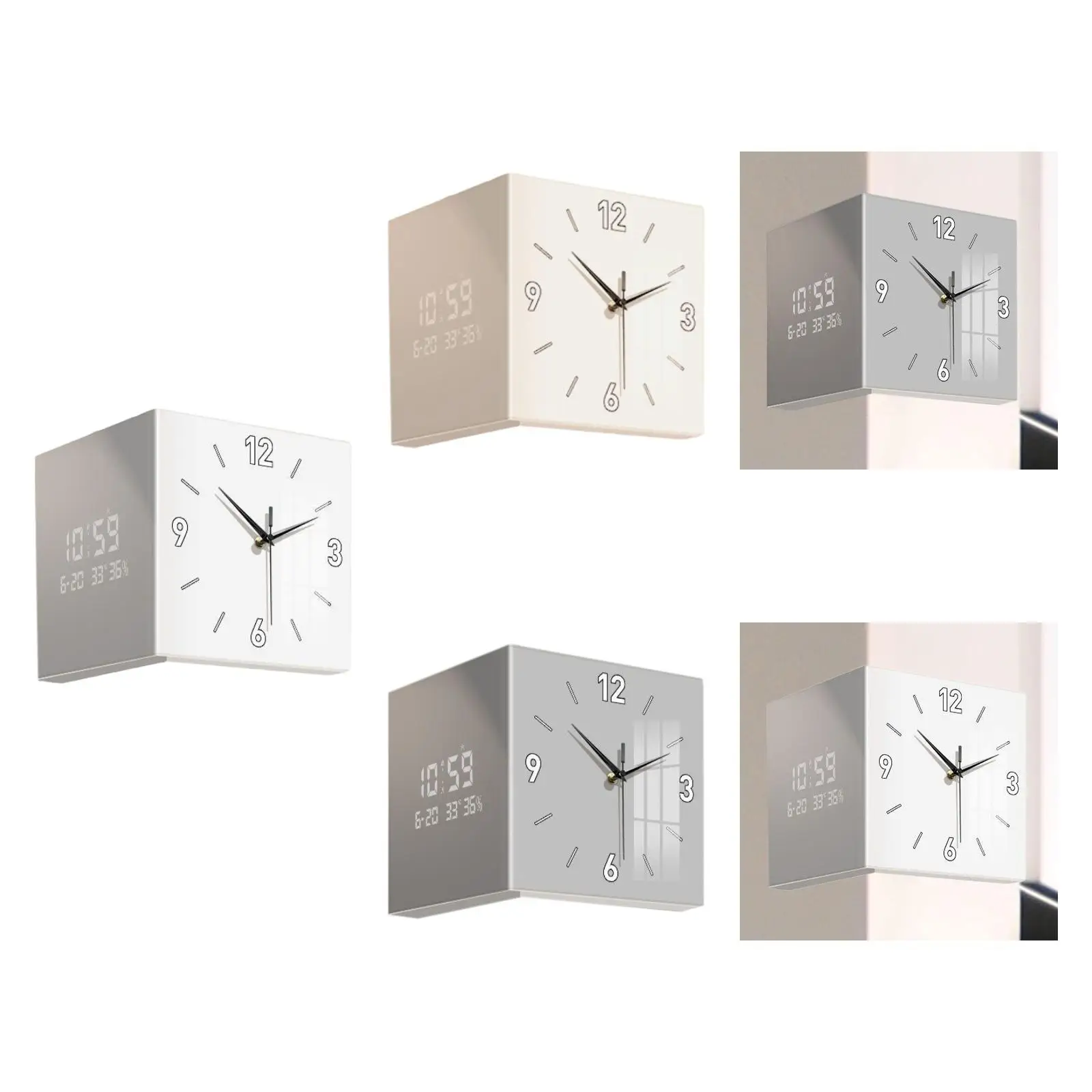 

Corner Clock Versatile Display Decor Square Wall Mount for Office Home Patio