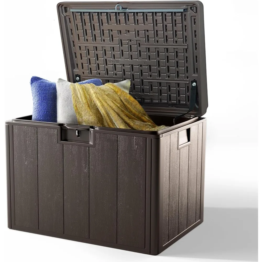 

40 Gallon Resin Deck Box, Double Layer Waterproof & Outdoor Indoor Lockable Storage Box for Patio Furniture Cushions Garden Tool