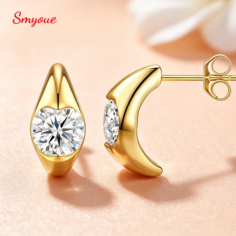 

Smyoue 2CTTW D VVS1 Excellent Cut Moissanite Stud Earrings for Women Lab Diamond Wedding Dainty Jewelry S925 Sterling Silver