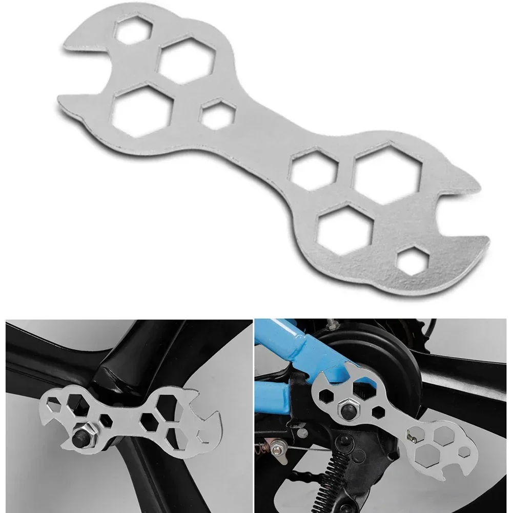 10 In 1 Mini Flat Steel Hexagon Useful Spanner Multi Functions Repair Tool Hex Key 8-17mm Bike Hex Key Spanner Repair Tools