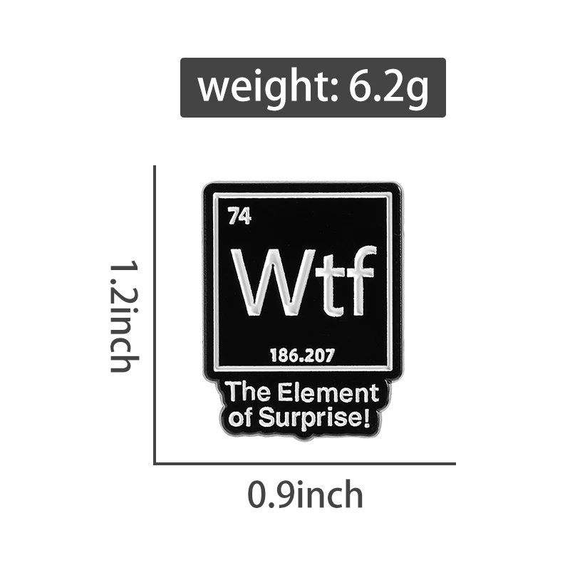 Chemical Periodic Element 74 Enamel Pins Custom Wtf The Element of Surprise Brooch Backpack Lapel Badge Jewelry Student Gifts - Image 2