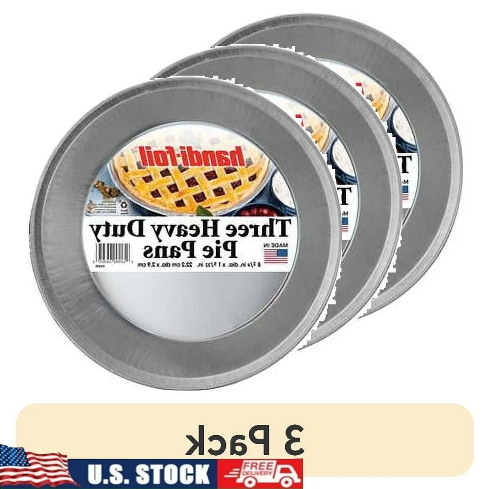 

Heavy Duty Aluminum Pie Pan Disposable 3 Pack 9 Inch Perfect Pies Tarts Quiches and Desserts Eco-Friendly Easy Clean Up