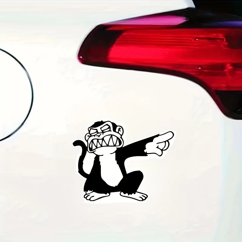 The Monkey Pointed To The Funny Car Sticker for Rear Windshield Bumper Decoration External Accessories Waterproof Vinyl Decals