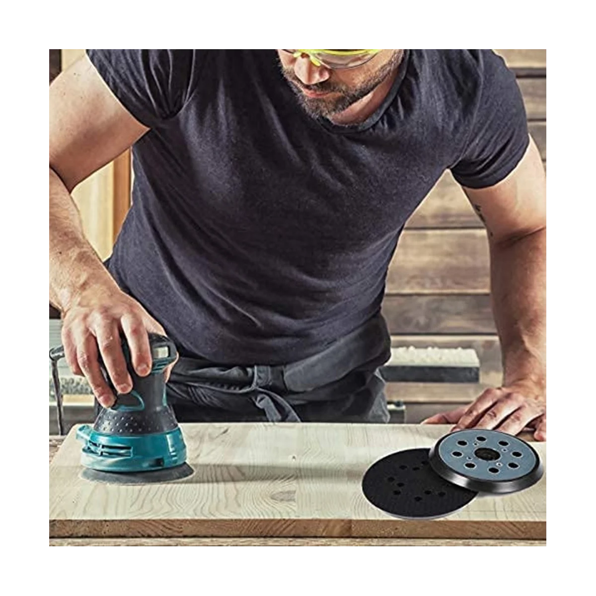 2 قطعة ساندر استبدال الوسادة ل ، 8 ثقوب 5 في الرملي أقراص هوك وحلقة ، الرملي أقراص الرملي وسادة المسار ساندر