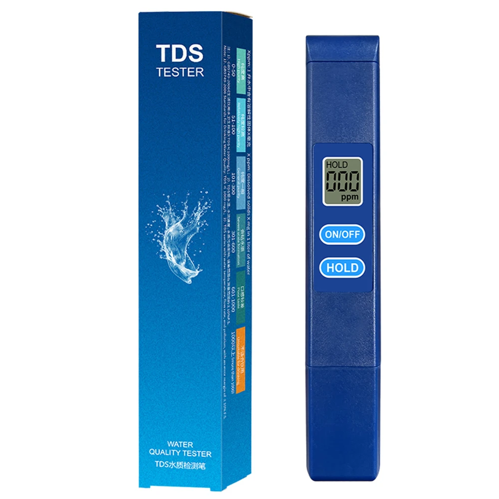 LCD 디스플레이 수질 감지 펜 0-9990PPM 가정용 식수 TDS 테스트 미터 합금 전극 프로브
