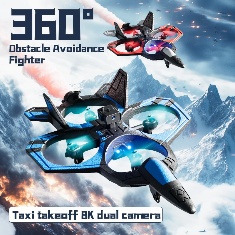 V46 Foam RC Aircraft With Camera Obstacle Avoidance Plane 2.4G Remote Control Fighter Plane Glider RC Airplane for Boys Kids Toy