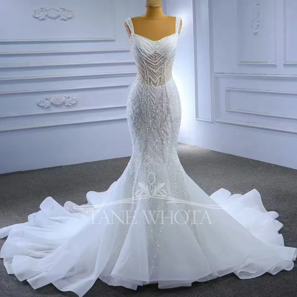 

Princess Style Sleeveless Sweetheart Wedding Dress Lace-Up Back Button Sequined Robe For Civil Marriage