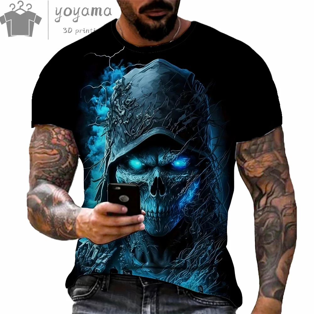 Skull Print Clothes Men Funny T-Shirt 3D Print Men\'s Summer Clothes Men T Shirts High Quality Short Sleeve Tee Skull Graphic Top