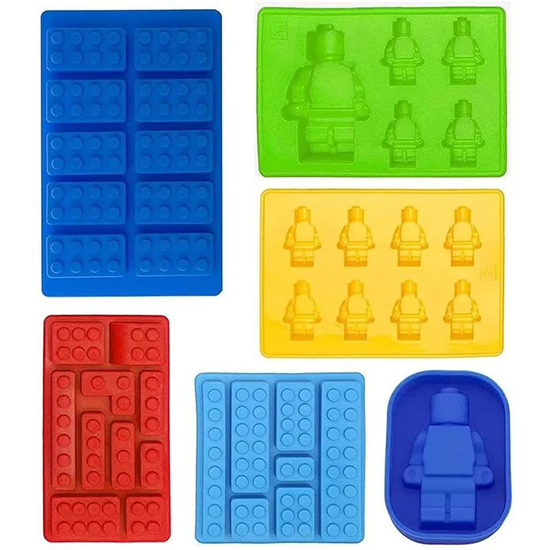 Robot Mold Chocolate Silicone Building Block Mold Ice Cube Tray for Making Melted Chocolate Fudge Jelly Dome Mousse