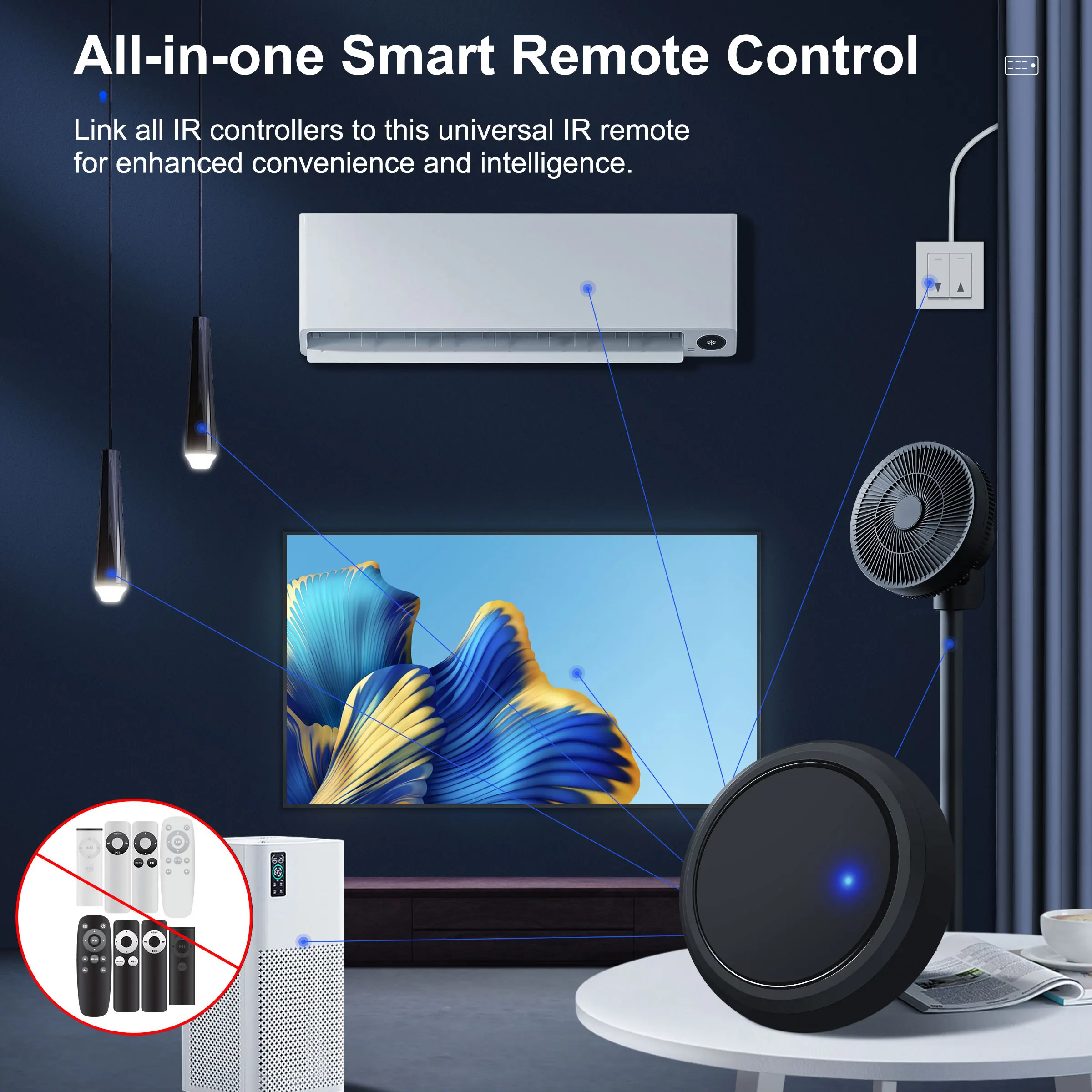 GIRIER Tuya WiFi Smart IR Remote Control Hub, Universal Infrared Remote Blaster for TV AC DVD STB, Works with Alexa Google Home