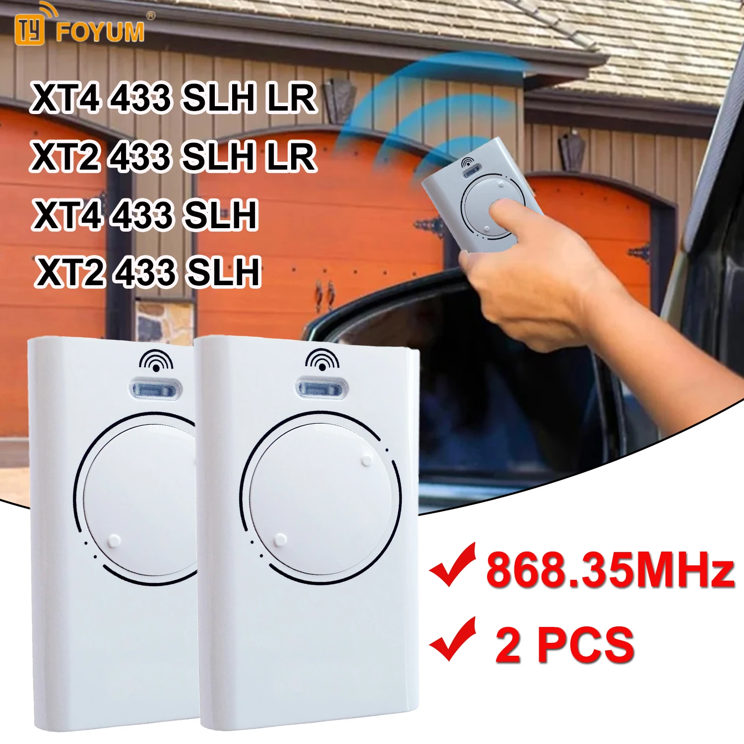 

868MHZ , ABMF-For XT2 For XT4 SLH LR Garage Door 868Mhz Remote Control Gate Hand Transmitter White 2 Keys,2PCS
