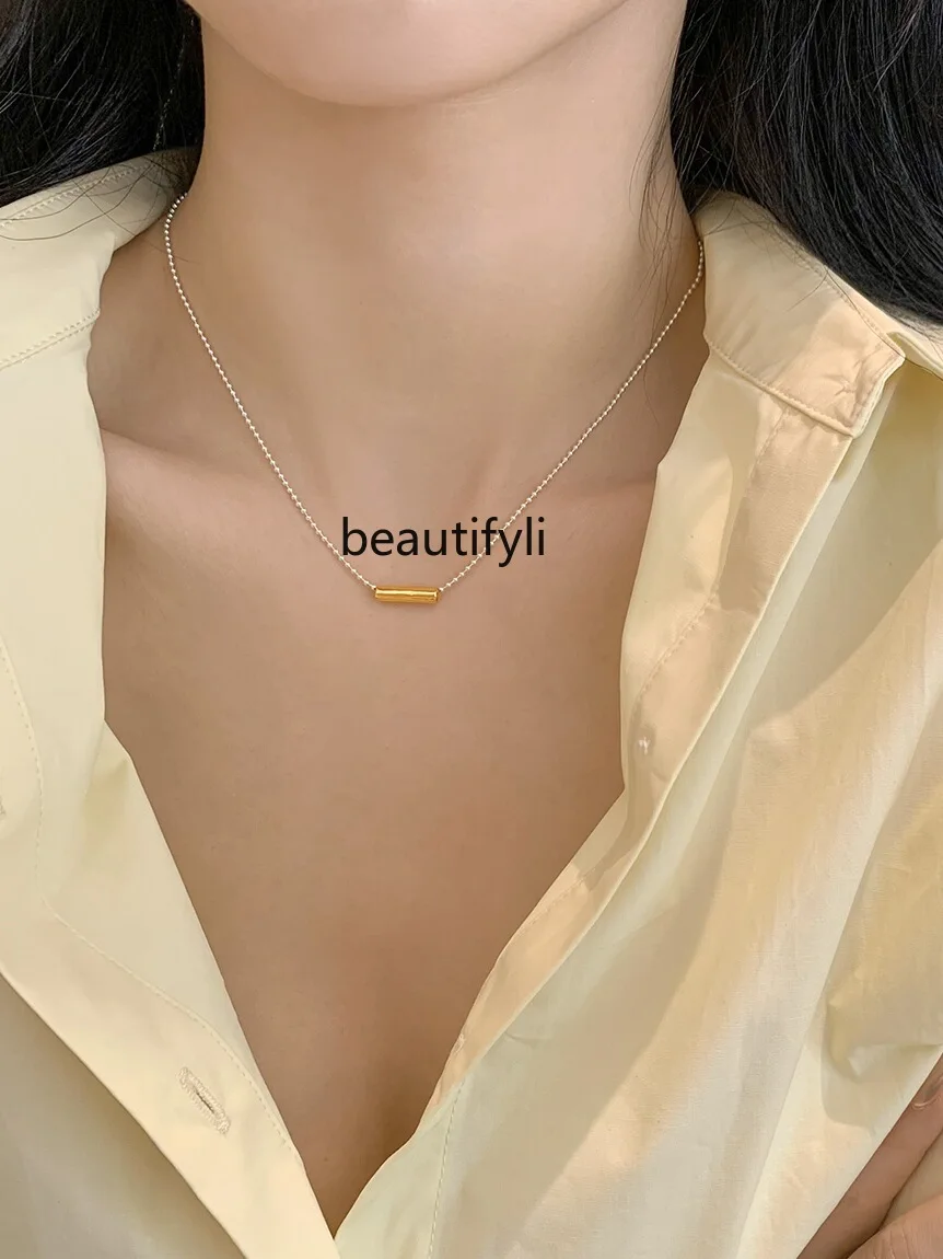 Fashion Simple and Elegant Niche Necklace Cold Style Simple All-Match Gold and Silver Contrast Color Necklace