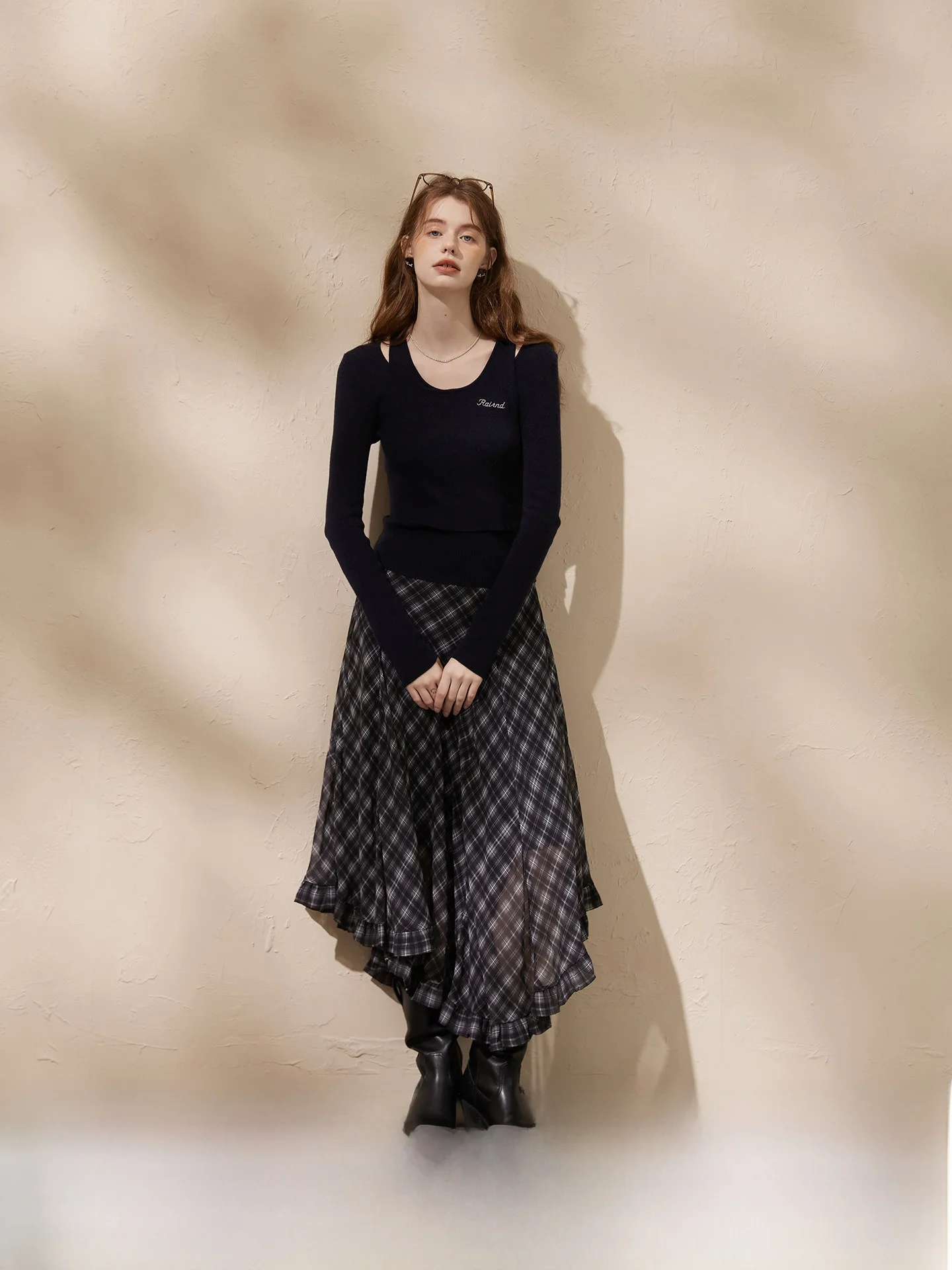 

Sauce Purple Embroidered Knitwear Women's Base Layer irt Design Sensation Small ence Pure Color Spring Design
