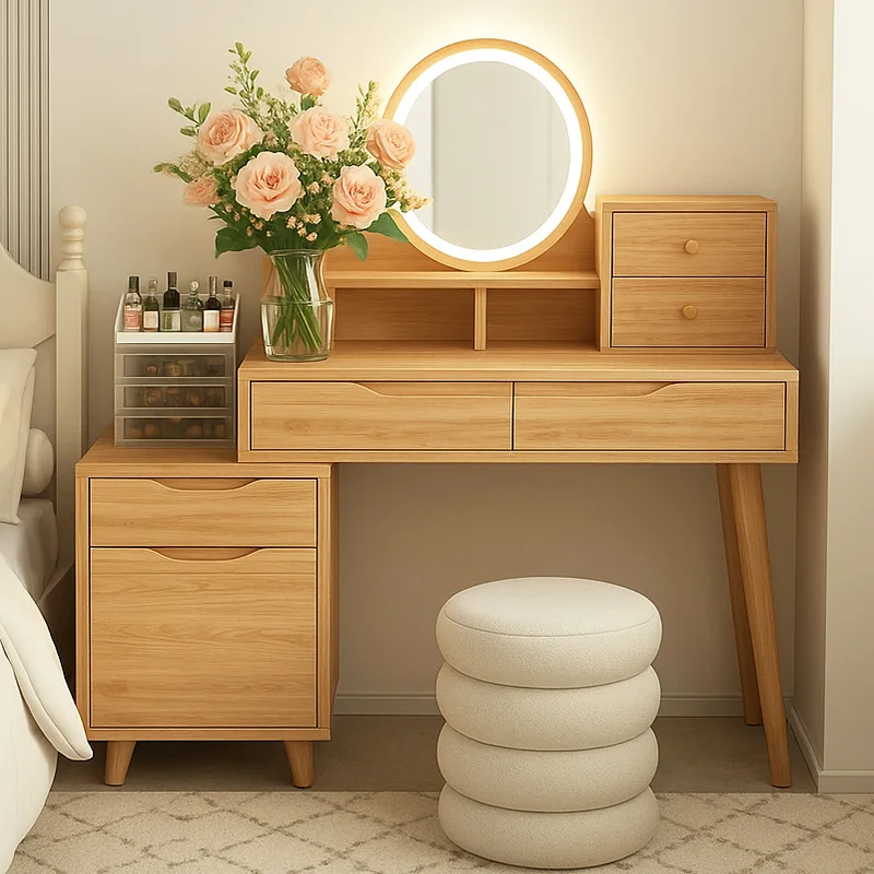

Dresser Bedroom Makeup Table Small Log Wind Makeup Table Mirror Desk Integrated
