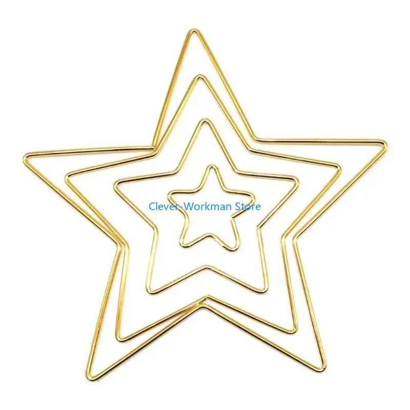 24TD حلقة معدنية مصنوعة يدويًا لصائد الأحلام من Macrame Star Hoop Dream Catcher إطار دائرة #1