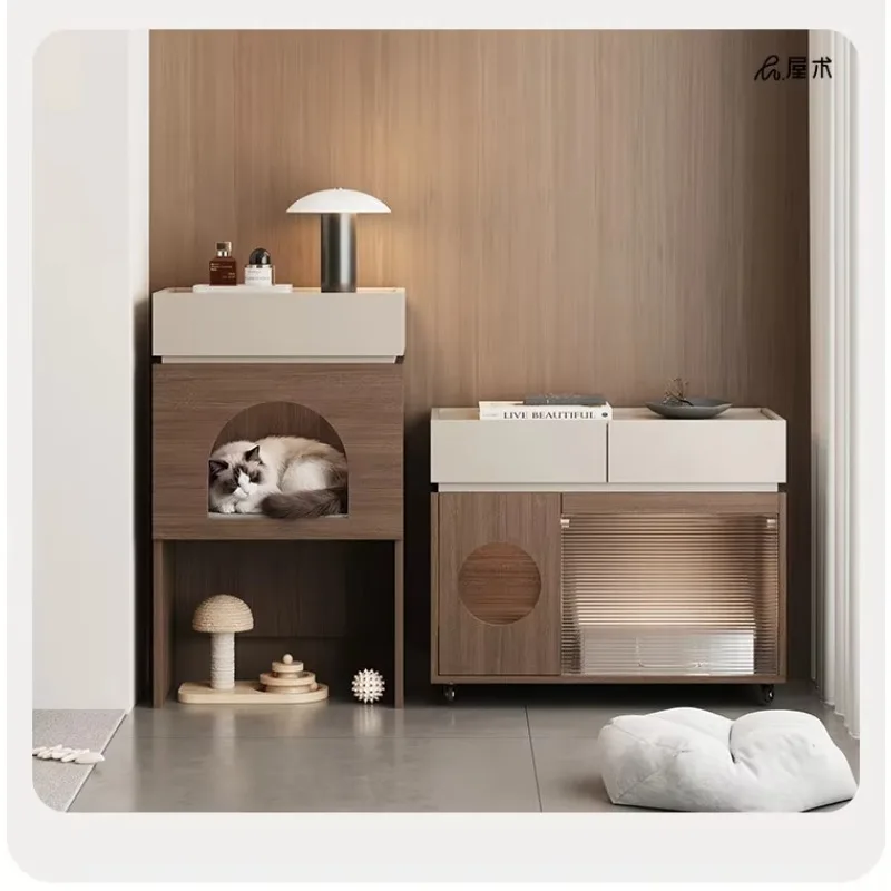 HYS cat cabinet cat canteen snack storage cabinet pet multi-layer household storage integrated cabinet villa