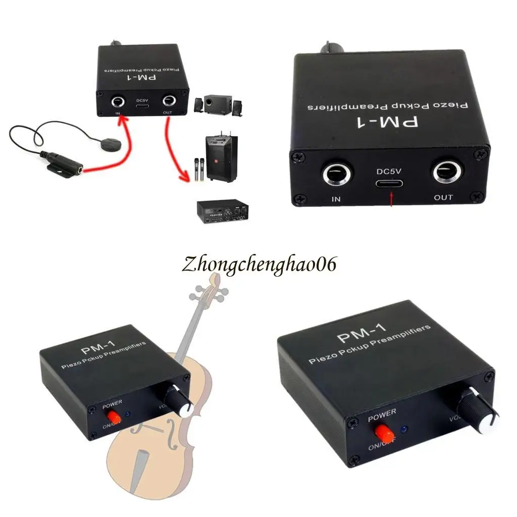 Piezo Pickup Preamplifier with Long Battery Service and Metal Housing Durability 601F