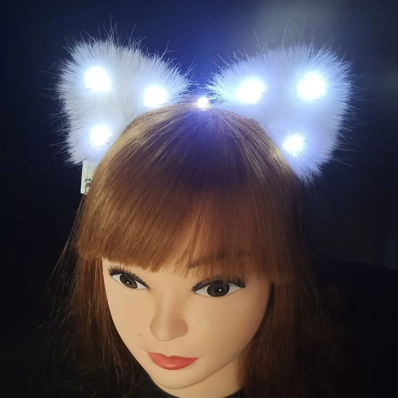 Nueva y creativa banda para el pelo brillante con orejas de gato, tocado divertido para fiesta navideña, bandas para el pelo Led de felpa para niñas, regalos de cumpleaños divertidos para niños