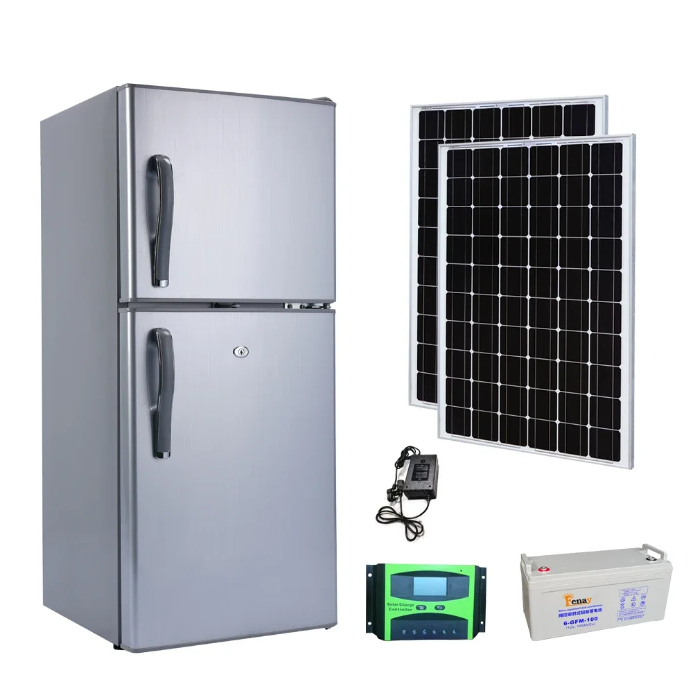 Home double door top freezer DC 12v solar refrigerator